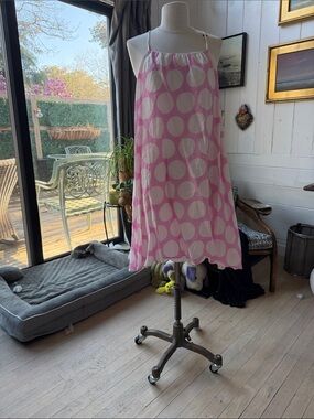 Island Company Pink and White Polka Dot Slip Dress